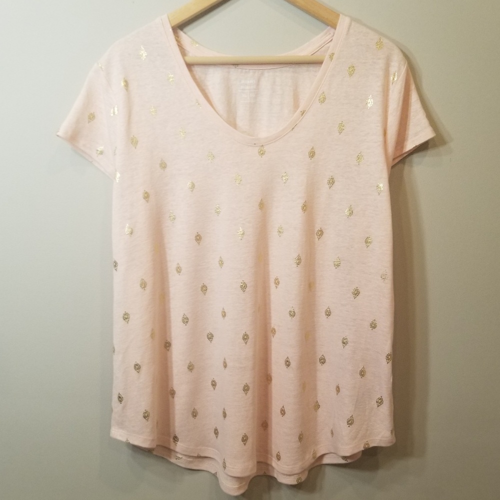 Old Navy Relaxed Fit Pink/Gold Foil Top Size XL